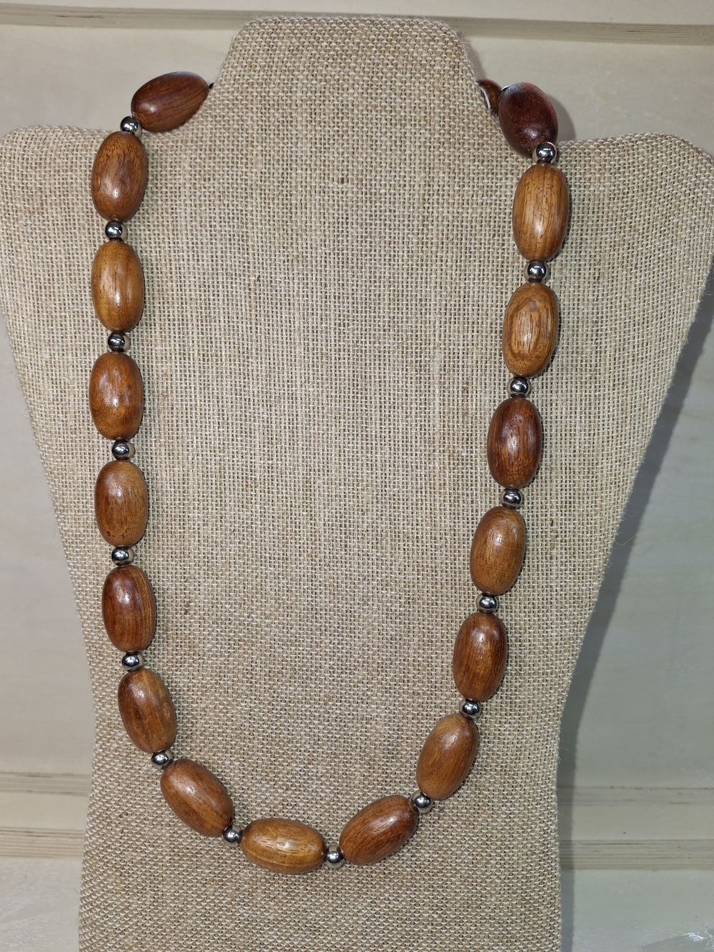 Handcrafted Brown Wooden Bead Necklace - Unbranded